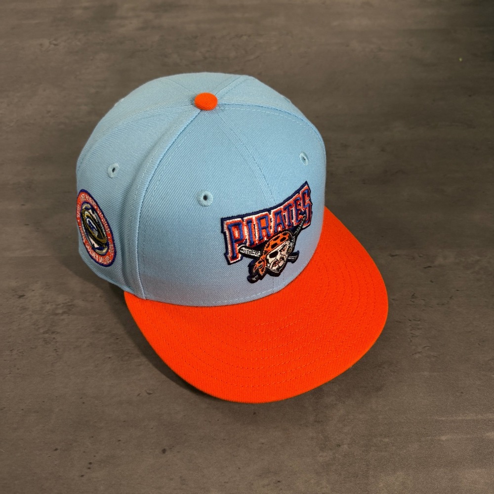 Hat Club Pittsburgh Pirates New Era Cap 7 1/4 Gulf Racing Light Blue Orange‎